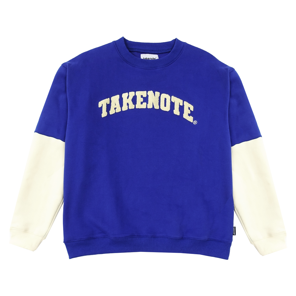 Varsity Crewneck - Deep Blue & Cream