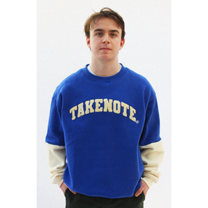 Varsity Crewneck - Deep Blue & Cream